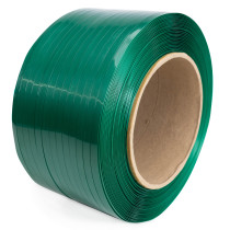 5/8" x 0.035" x 2300' Polyester (PET) Strapping Roll of 8" x 8" Core Size, 1400 lbs. Break Strength, Green, Smooth